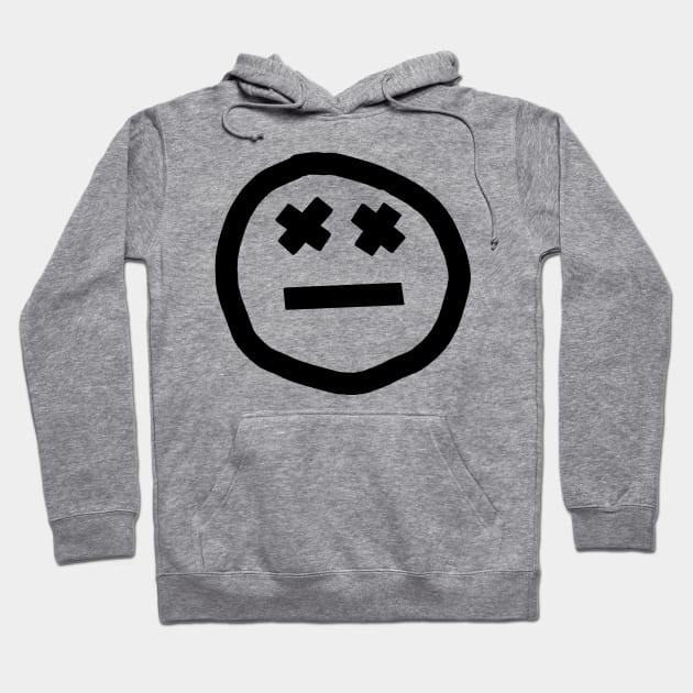 Round Face X Eyes Black Line Face Hoodie TeePublic